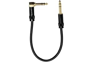 1/4 TRS Cable Right Angle to 1/4 TRS 1-Foot Cable