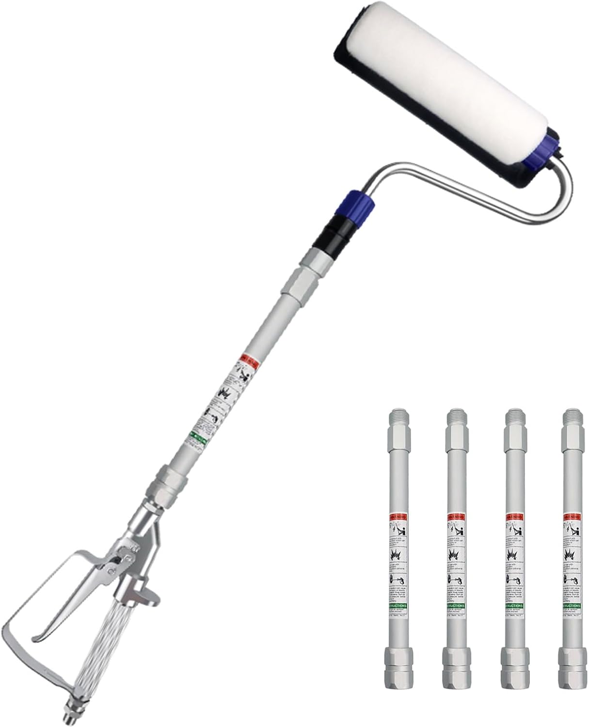 Airless Paint Sprayer Roller Inner Feed for High Pressure Airless Spray Gun with Wand Power Wall Brush Self-Priming Paint Roller 11.8 inch Extension Pole