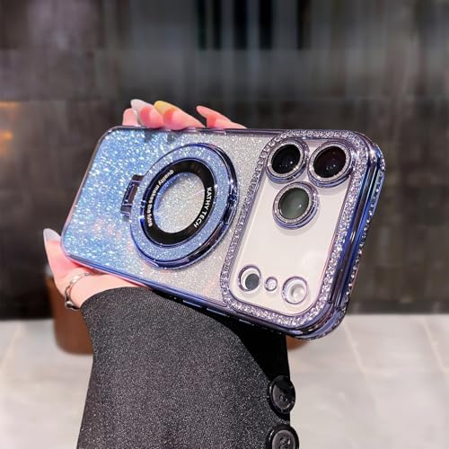 Coque magnétique iPhone 17 Pro Max paillettes bleues anti-rayures pour protéger avec élégance