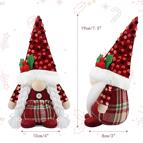 Set-of-2-Christmas-Gnomes-Plush-Xmas-Winter-Decorations-Gift-Handmade-Elf-Dwarf-Figurines-for-Home-Kitchen-Farmhouse-Tiered-Tray-Holiday-Festival-Party-Scandinavian-Tomte-Red Set of 2 Christmas Gnomes Plush Xmas Winter Decorations Gift Handmade Elf Dwarf Figurines for Home Kitchen Farmhouse Tiered Tray Holiday Festival Party Scandinavian Tomte Red