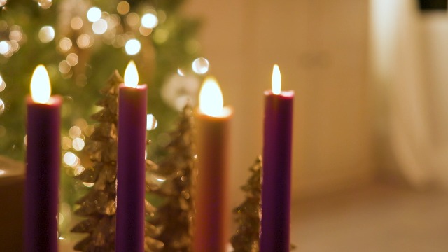 Image of Luminara - Flameless Battery Operated Taper Candle - Purple - Pack of 2-1x9.75 - LED Flickering Flame - Realistic Safe for Home Kids and Pets