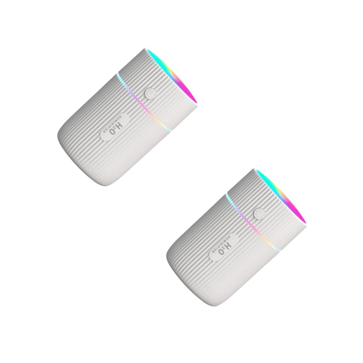 Mini-humidificateur portable blanc ABOOFAN lot de 2 avec veilleuse intégrée pour bureau