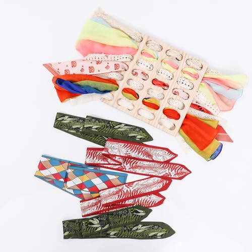 Image of Eray Outdoor Open Ended Play Wooden Toys with Play Silks for Toddlers Kid Safe Weaving Board Crafts Birthday Gifts for Girls 3-6 7 8Years Old