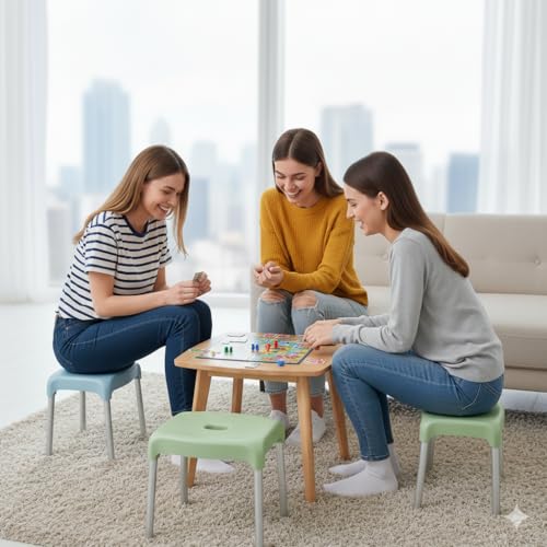 Image of CIPLA PLAST HoYo DIY Stool, Steel Pipes, with PVC Cotade Strong and Durable Plastic Seating, 10 inch, for Living Room, Bathrooms, Kitchen, Home Use (Green - 10 Inch)