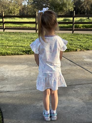 Image of Disney Frozen Elsa Minnie Mouse Stitch Princess Girls' Skirt Sets Ruffle Short Sleeve Clothes 2pcs Outfits Summer Dress 2-9Y