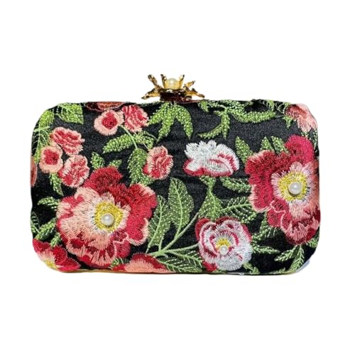Sac de soirée broderie main en coquillage et sa bandoulière chaîne