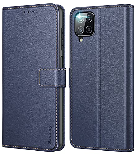 Ganbary Coque pour Samsung Galaxy A12 / M12, [Housse en Cuir PU Premium] [Etui à Rabat] [Pochette de Portefeuille], Étui de Protection pour Samsung Galaxy A12 / M12 - Bleu