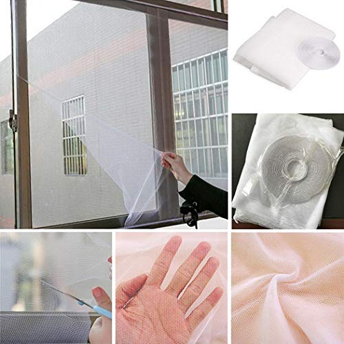 Preisvergleich Produktbild Yukio Homefun - DIY Fliegengitter für Fenster - Insektenschutz mit Klettband selbstklebend, 130 cm x 150 cm, Weiß