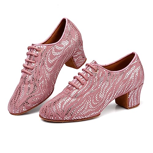 HIPPOSEUS Women's Latin Dance Shoes Closed Toe Ballroom Modern Salsa Dance Practice Shoes Split Sole4