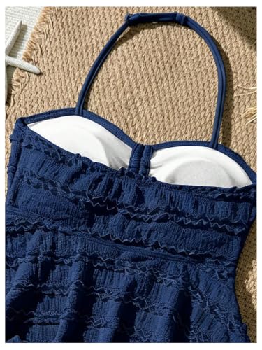 Image of SHENHE Girl's 2 Piece Halter High Waisted Tankini Ruffle Swimsuit Bathing Suit Bikini Sets