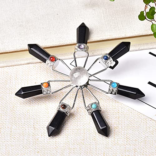 Pyramide 7 chakras contre le stress : améthyste et obsidienne naturelle - 2