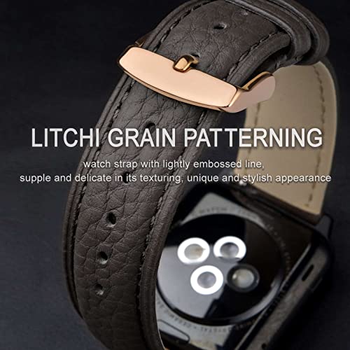 Image of ANNEFIT Watch Band 22mm, Quick Release Textured Padded Leather Straps with Rose Gold Buckle for Men and Women (Dark Grey)