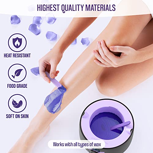 Tress Wellness Wax Warmer Silicone Liner (Purple) - Easy To Clean Silicone Wax Warmer Bowls With 2X Silicone Spatulas Compatible With 16Oz Electric Waxing Kit - Silicone Wax Pot Melting Wax Bowl #TOP2