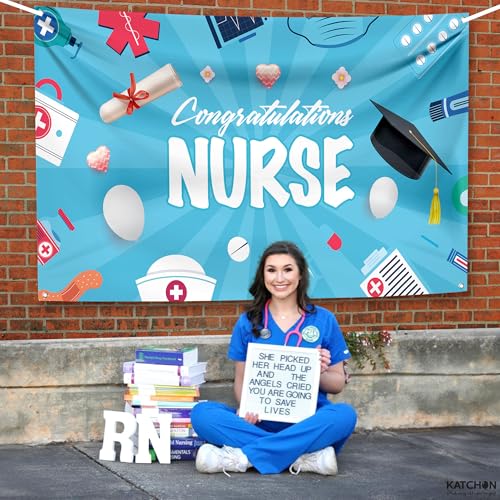Image of KatchOn, Nurse Graduation Banner 2026-72x44 Inch | Congratulations Banner | Graduation Decorations 2026, Nurse Graduation Party Supplies | Graduation Backdrop for Nurse Party Decorations