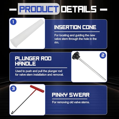 Image of X4XZ 51025 Quick Change Tire Valve Tool Kit with TR413 /TR414,Tire Valve Stem Core Quickly Replacement Tool Kit for Replacing Leaky Valves in Cars,ATVs,Trucks, etc. 23PCS