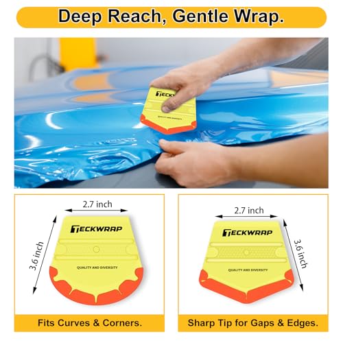 Image of TECKWRAP Felt Squeegee for Vinyl Car Wrap Window Tint - 4PCS, Soft Yellow