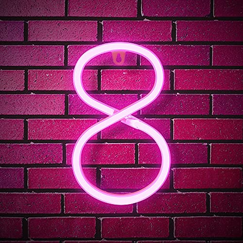 Image of Light Up LED Neon Letters Sign Wall Decorative Neon Lights Warm White Pink Blue Alphabet Marquee Letter A to Z & 0 to 9 (Pink) (8)