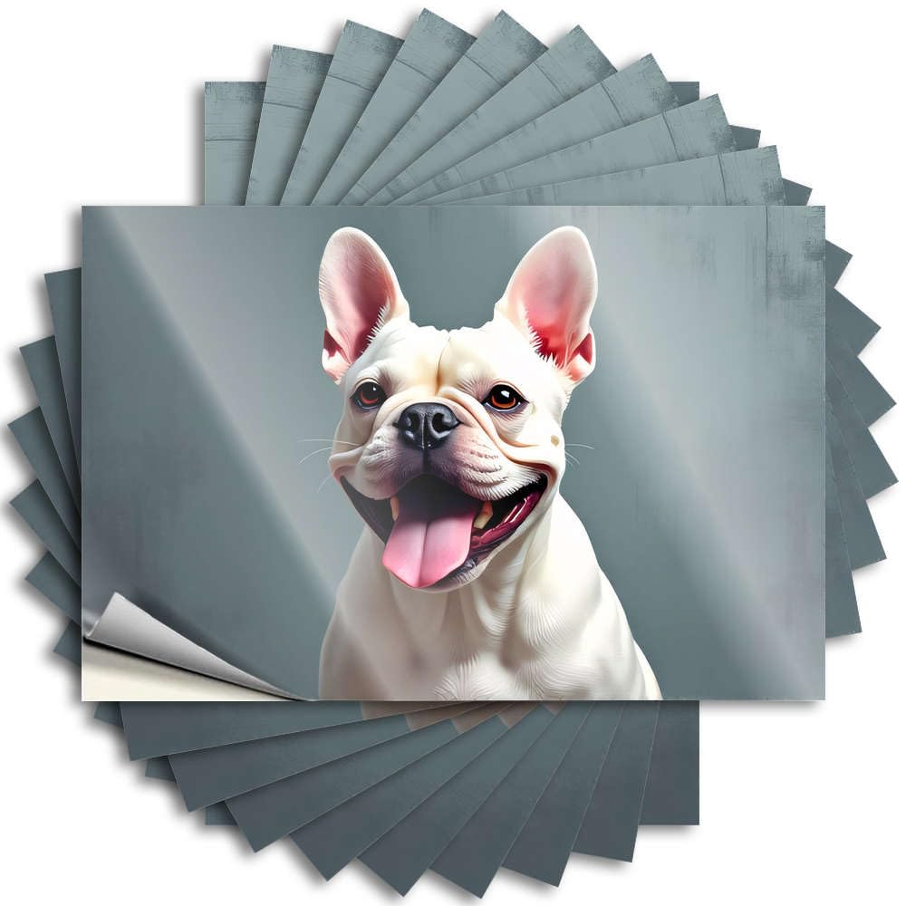 A Happy French Bulldog with Its Tongue Out Helmet Motivational - Bar Room Decor Tattoos Self Adhesive Sticker(12X18CM)