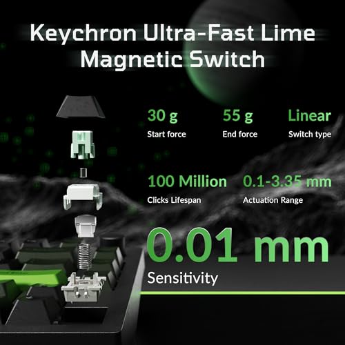 Image of Keychron J8 HE Wired Hall Effect Keyboard with 8000 Hz Polling Rate, Rapid Trigger Magnetic Switch Hot-Swappable, 75% Layout Custom Programmable Knob, RGB Backlit for Mac Windows Linux