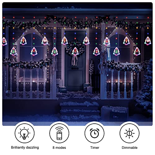 Christmas Window Lights - BLOOMWIN Lighted Xmas Window Decorations - Tree Shape Ring Light with Ornament Curtain Light Indoor - USB Novelty String Hanging Lights for Christmas Home Bedroom Decor - image 6