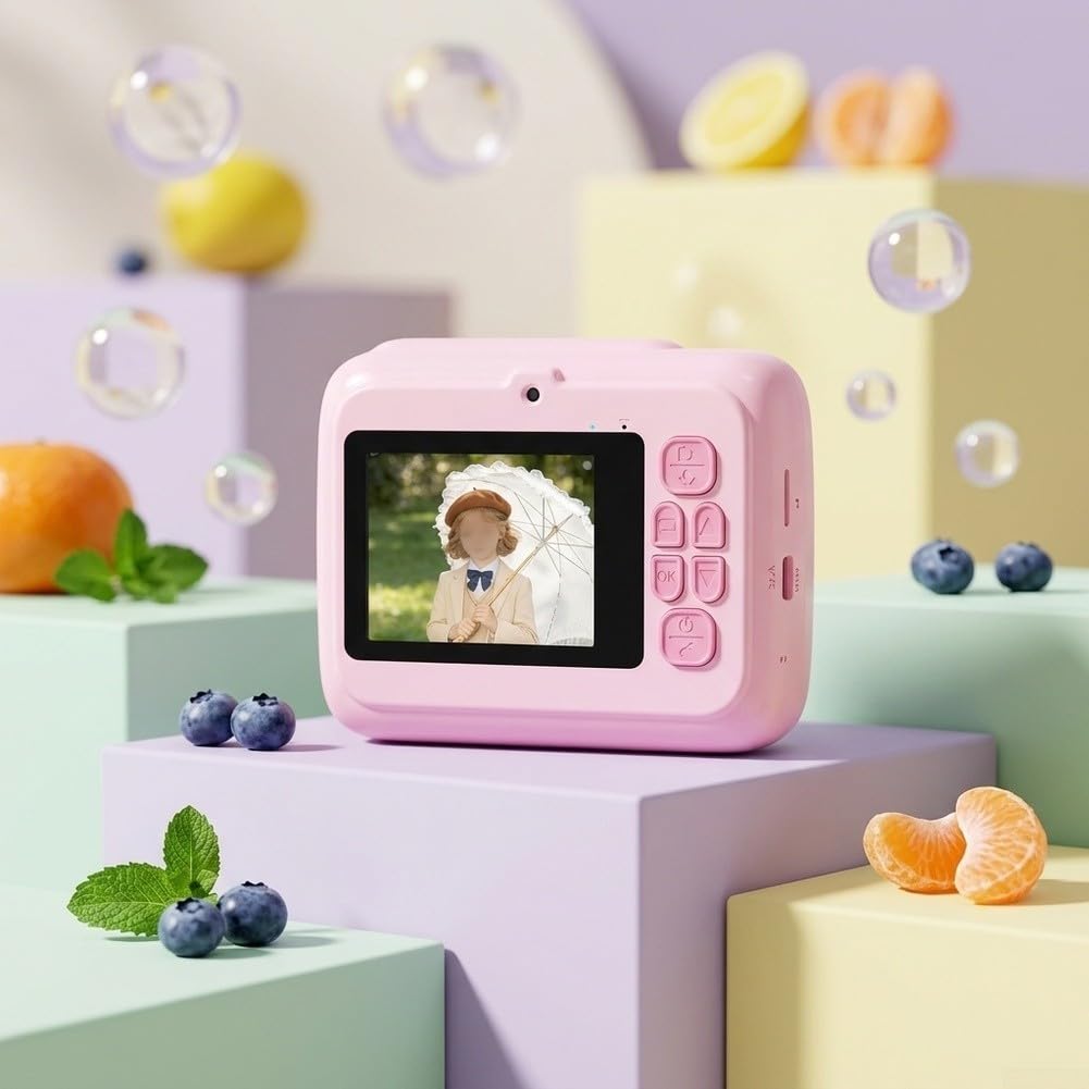 Sofortbildkamera für Kinder 48MP HD Foto Druck(Pink)
