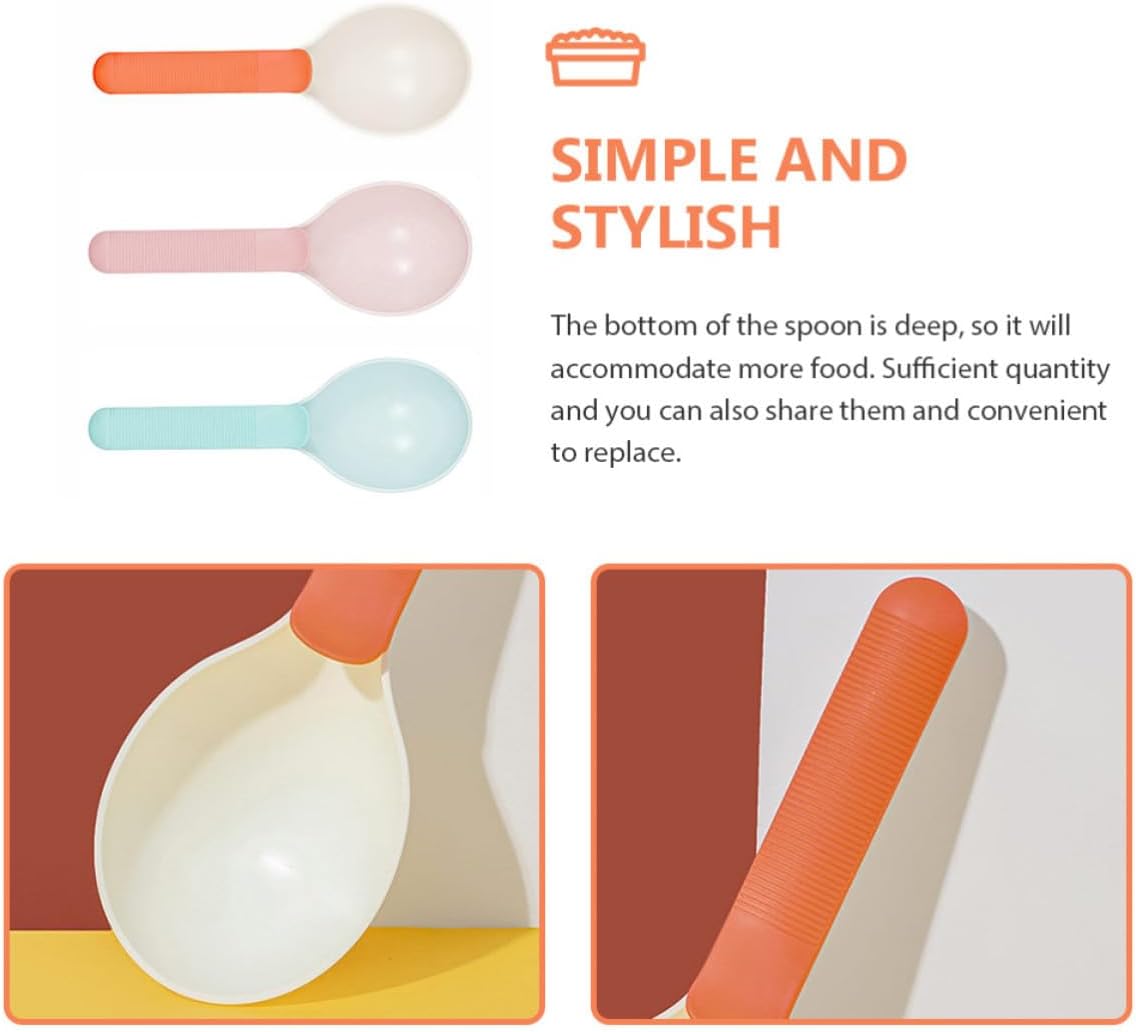 Uonlytech 3pcs Pet Food Scoop for Cats and Dogs with Anti-Slip Handle, Lightweight Abs Plastic Long Handle Spoon for Daily Feeding and Housewarming Gift image 3