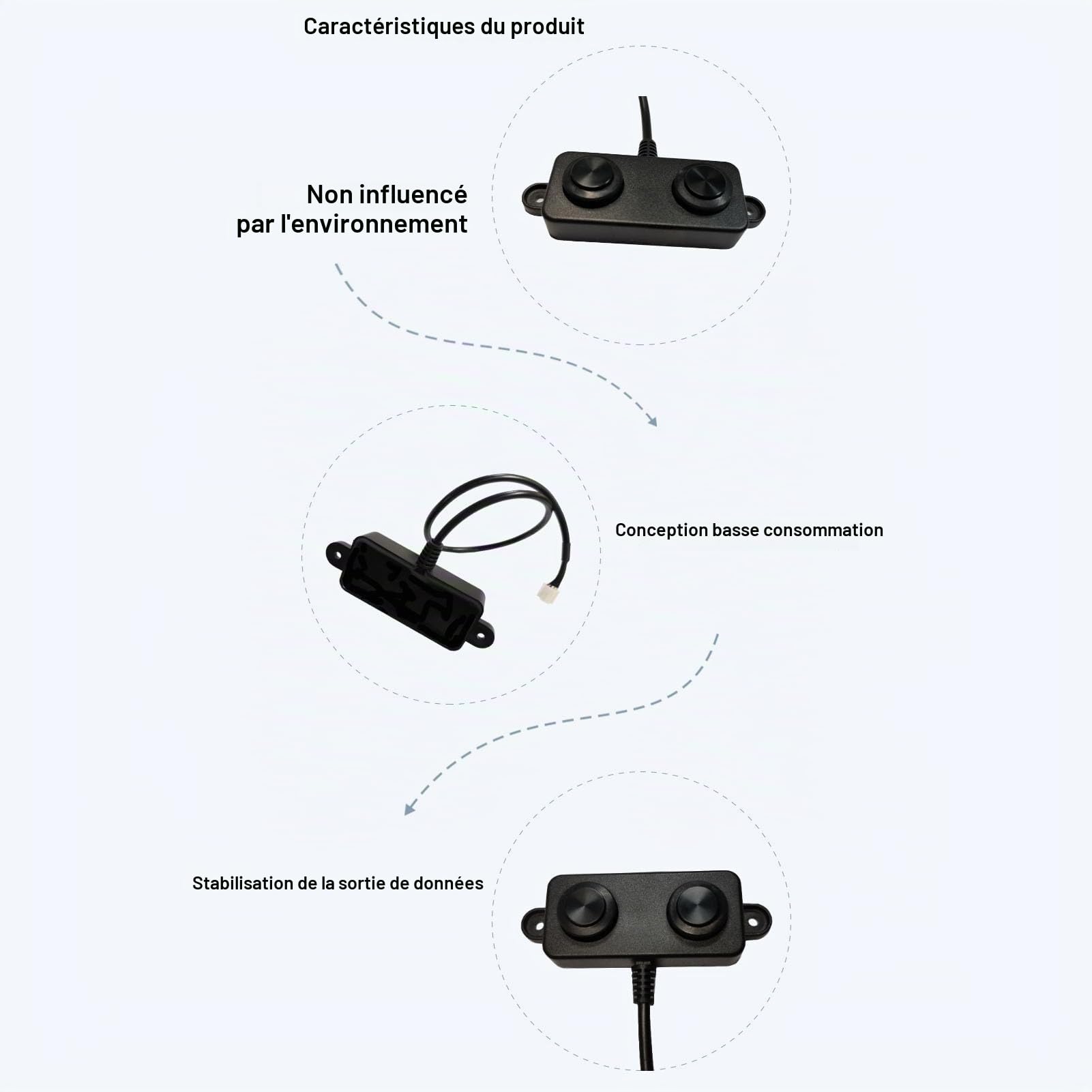 Capteur de Distance à Ultrasons, 3.3-5V, Étanche IP67, Faible Consommation d'Énergie, ABS, pour Détection de Proximité et Évitement d'Obstacles