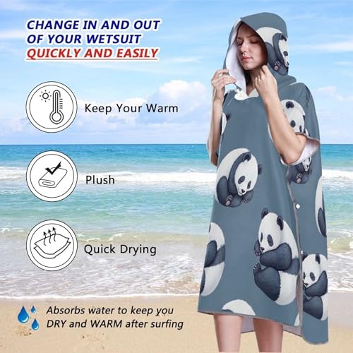 Peignoir de plage à capuche poncho de surf réutilisable gris - 5
