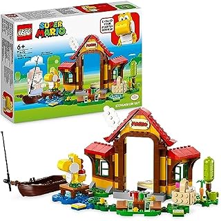 LEGO 71422 Super Mario Piknik w domu Mario zestaw rozszerzający, zabawka do zbudowania z figurką Yellow Yoshi, pomysł na prezent dla 6-latka, chłopca i dziewczynki, dodatek do zestawu startowego