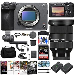 Sony FX3 Full-Frame Cinema Camera (ILME-FX3) + Sigma 24-70mm f/2.8 Lens (578965) + 64GB Card + Filter Kit + Bag + NP-FZ100 Compatible Battery + Card Reader + Corel Photo Software + More (Renewed)