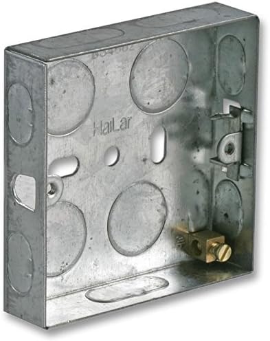 rhinocables Metal 1 Gang Single Socket Back Box, Single Pattress Box Mount, Flush Mount (16mm)