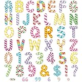 Faccito 176 Pcs Candyland Bulletin Board Letters 4.3 inch Large Colorful Classroom Chalkboard Letters Combo Alphabet Numbers Symbol Cutouts for School Classroom Decor(Candy Style)