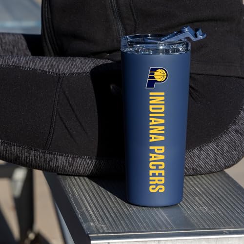 Image of Rico Industries NBA Basketball Indiana Pacers Navy 24oz Stainless Steel Tumbler with Lid and Dual Functioning Lid