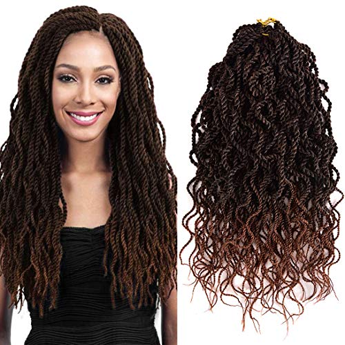 Wavy Senegalese Twist Crochet Hair 18inch 5 packs 15strands/Pack Senegalese Twist Braids wavy Ends synthetic hair Extension(T1B/30)