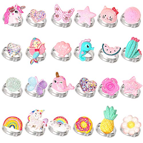 EBHO 9 Bagues Enfant Fille Réglables - Bijoux Princesse, Cadeau Anniversaire, Jeu Créatif