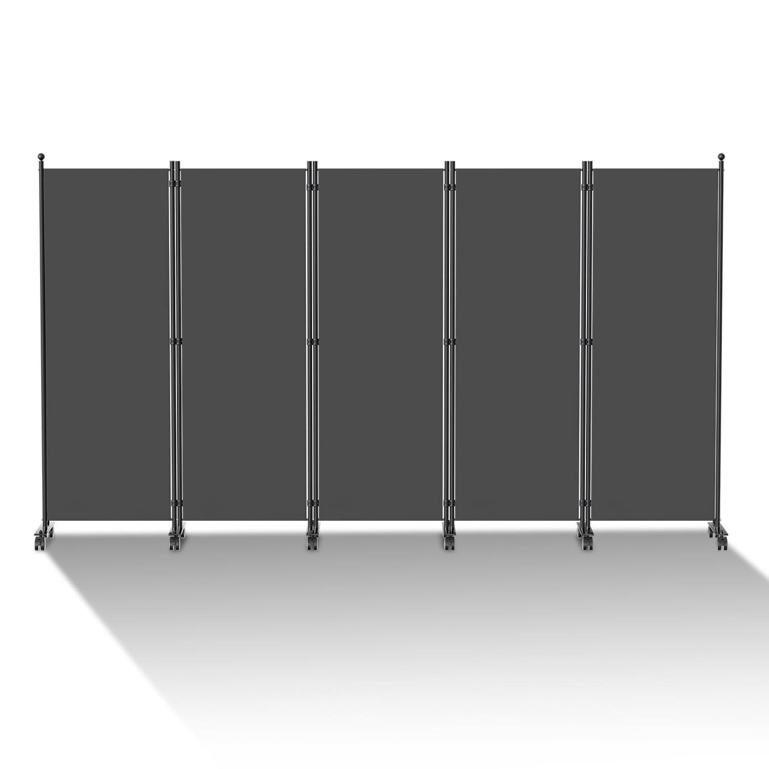 Paravent Raumteiler auf Rollen, 5 Teilig 284x181cm Raumteiler Freistehend Trennwand Paravent,blickdichter, Sichtschutz Room Divider Innen für Zuhause Büro Terrasse|Anthrazit