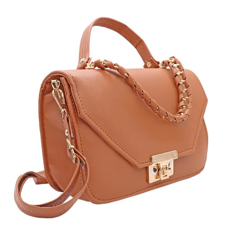 BOHO Associates Designer Sling Bag with Twist Locking Style,Sling Purse, Pu-Leather Handbag with Extra Handle and Golden Chrome Chain (Rust) (B0BGRMFKP9) Amazon Price History, Amazon Price Tracker