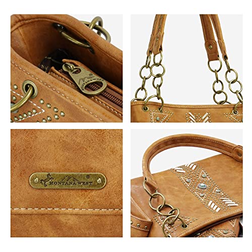 Montana West Handbag And Purse Concealed Carry Tote Bag For Women Leather Embroidered Western Design Satchel Mw856G-8085Wbr #TOP3