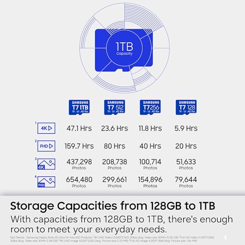 Image of Samsung microSDXC T7 256GB, Transfer Speeds Up to 170 MB /s, Made for Casual Gamers, Amateur Creators, & Everyday Users (MB-MB256T /AM)