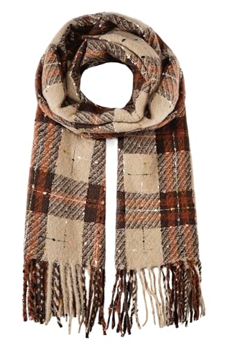Scarf for Women - Winter Womens Long Plaid Scarf, Warm Pashmina Shawls and Wraps Cashmere Feel Blanket Scarves