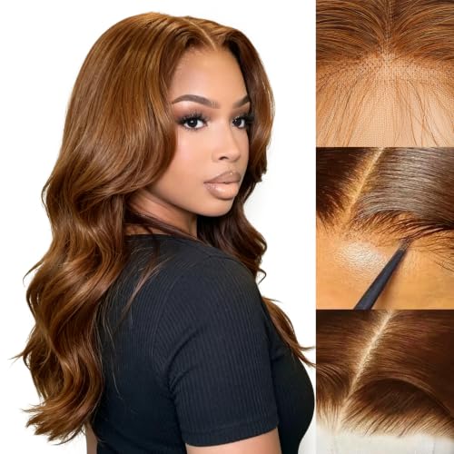 Image of Chocolate Brown Human Hair Wig 180 Density Body Wave 4x4 Lace wig