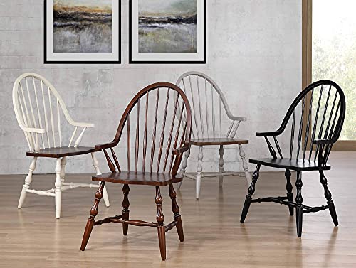 Sunset Trading Andrews Windsor Dining Chair With Arms | Distressed Chestnut Brown #TOP6