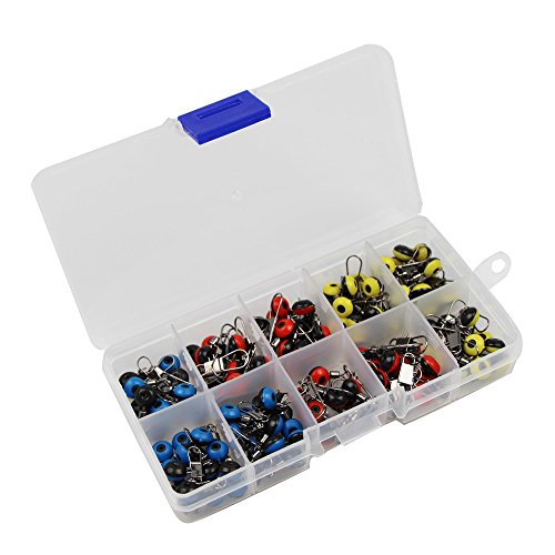 ICE SEA 50pcs-150pcs/box Fishing Sinker Slides Hook Shank Clip Swivels Snaps Connector Fishing Line Sinker Slider Tackle Box Kit (50pcs)