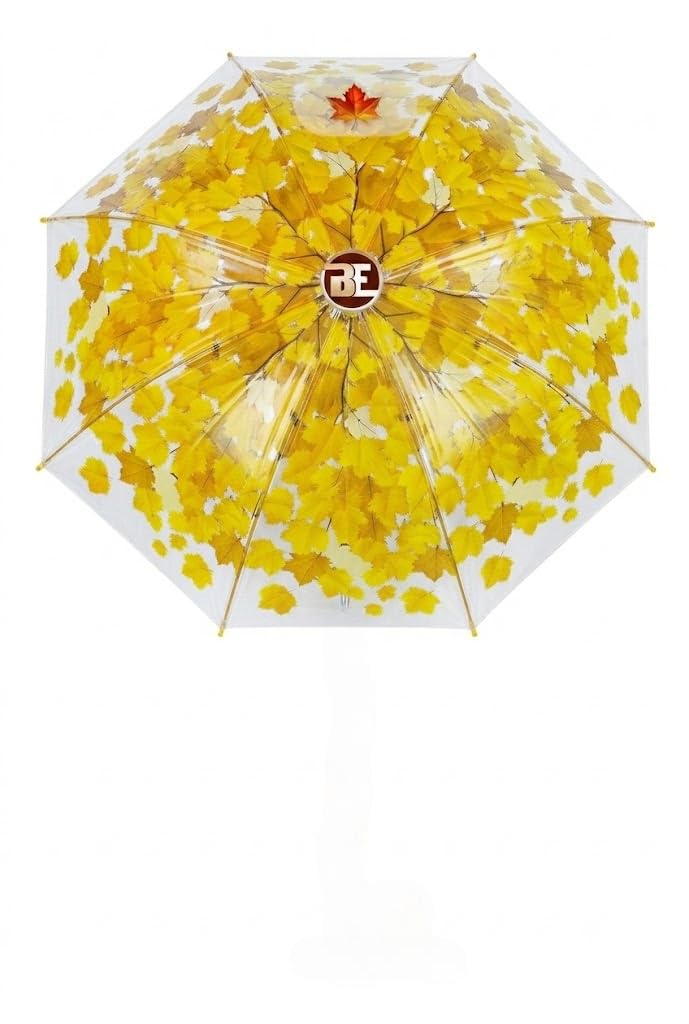 Transparent Leaf Print Rain Protector for Men, Women & Kids | Waterproof Long Stick Umbrella with Curved Handle | Wind Resistant for Travel, Office & Daily Use-image-39