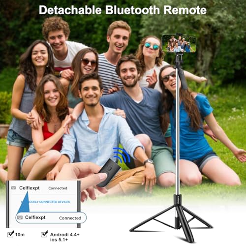 Image of Celfiexpt 71 inch Selfie Stick Tripod 360 Degree Rotation Anti Shake Handle Long Tripod Stand with Bluetooth Remote for Mobile Phone Multi-Function Selfie Stick for iPhone Android Phone Camera Gopro