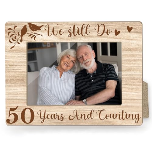 50th Wedding Anniversary Picture Frame for Couples Fifty Years of Marriage Gifts for Husband Wife Dad Mom Cardinal Bird Decor 50th Anniversary Photo Frames 4 x 6 Photo/new03