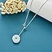 JKR Sterling Silver Y Lariat Necklace Round Jade Pendant Necklace Jewelry Birthday Mother's Day Gifts for Women Mom Girls Her Wife