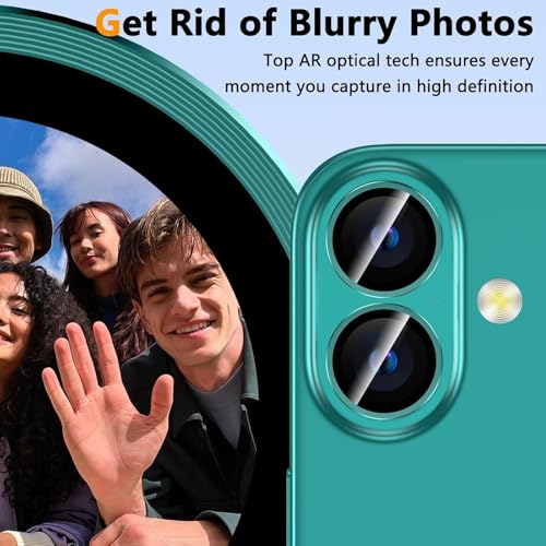 Image of CLITZ Camera Lens Protector for iPhone 16 Plus /iPhone 16, Tempered Glass Camera Lens Protector Aluminum Alloy Lens Ring Camera Cover Fit for iPhone 16 /16 Plus (Green)