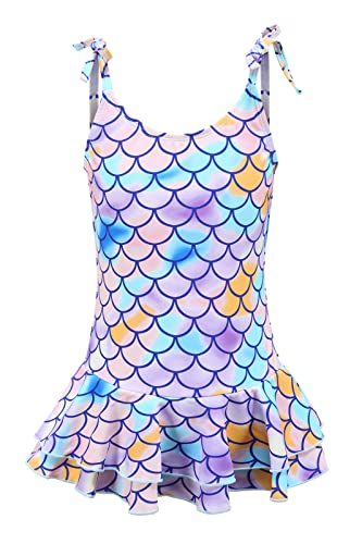 Image of Girls Leopard Swimsuits Hawaiian Ruffle One Piece Bathing Suit Skirted Swimwear for Kids 3-16 Years