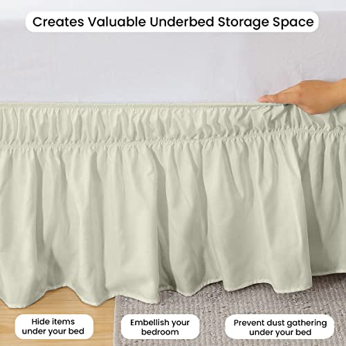 Wrap Around Bed Skirt Ivory Twin Xl Size 11 Inch Tailored Drop, Soft Double Brushed Premium Microfiber, Luxury, Easy To Care Wrinkle/Fade Resistance #TOP3
